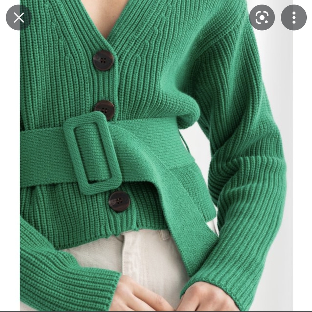 Kelly green belted cardigan